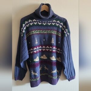 Vtg Woolrich varsity style heavy turtleneck ski sweater Women's large, oversized